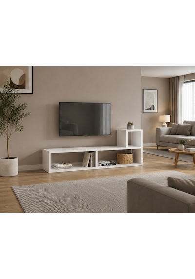 Oslo Beyaz Modüler Çok Amaçlı Raf Ünitesi Tv Ünitesi Kitaplık Konsol Dekoratif Düzenleyici