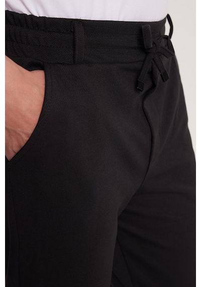 Tudors Erkek Slim Fit Pamuklu Beli Bağlamalı Yan Cepli Katlamalı Paça Jogger Siyah Pantolon-33811 Siyah