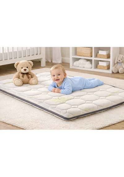 5Cm Aloe Süngerli Bebek Çocuk Beşik Yatağı 70x110 Park Yatak Oyun Parkı Yatağı