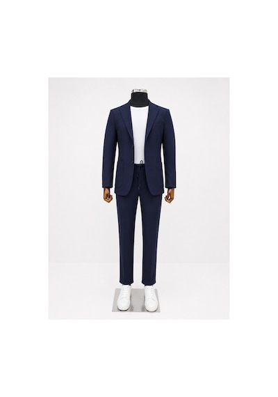 Modmen İtalyan Kesim Spor Takım Elbise Spor Jogger Takım Elbise Jakarlı Kumaş Lacivert