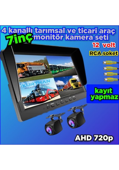 7 İnç Kayıtsız Ekran Ve 2 Adet Ahd 720p 170'' Geniş Açılı Kamera