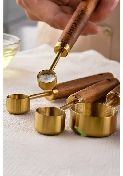 Perotti Vasto Gold Ahşap Saplı 4 Lü Ölçü Kaşığı Küçük Boy 17742 Gold