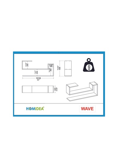 Wave Dekoratif Duvar Rafı Antrasit