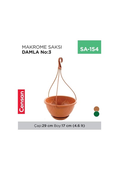 Makrome Saksı Damla No:3 4.6 Lt Çok Renkli