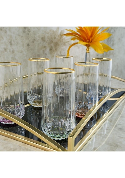 Aryıldız Fiona 6'lı Meşrubat Bardağı Gold 300 Ml Çok Renkli