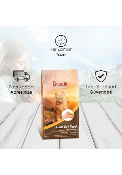 Bonnie Tavuklu Yetişkin Kedi Maması 10 KG