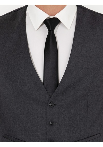 Cacharel Antrasit Slim Fit Yün Karışımlı Yelek Gri