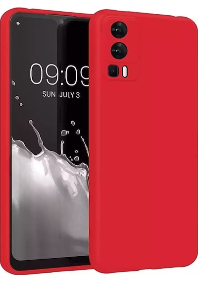 General Mobile GM 23 Uyumlu Silikon Kılıf - Kamera Korumalı Esnek Pastel Renk Kapak - Kırmızı