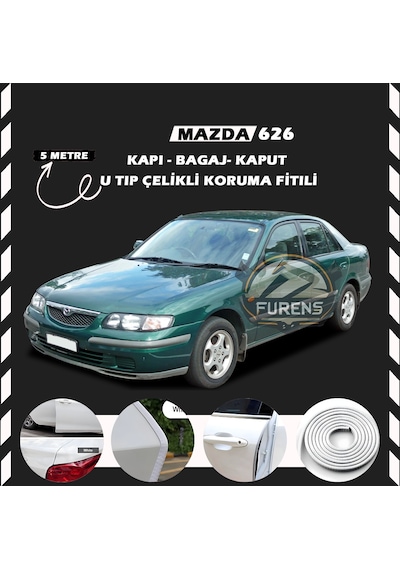 Mazda 626 Oto Araç Kapı Koruma Fitili 5metre Parlak Beyaz Renk