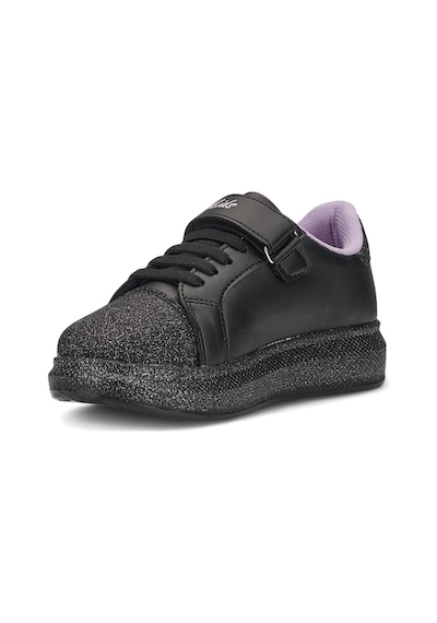 Günlük Kız Çocuk Sneaker Püskül Detaylı Oval Simli Burun Lastik Bağcıklı Cırtlı Spor Ayakkabı 3740 Siyah