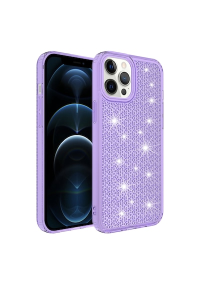 Apple Uyumlu iPhone 12 Pro Max Uyumlu Airbagli Parlak Tasarımlı Zore Snow Kapak-mor -