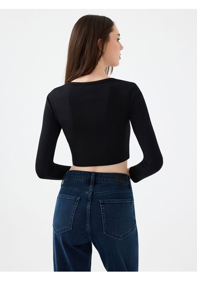 LOFT Fitted Kadın Tshirt U.kol Lf2040790 Q1.v1 Siyah