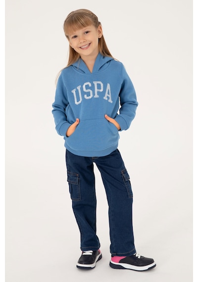 U.S. Polo Assn. Kız Çocuk Koyu Mavi Kapüşonlu Basic Sweatshirt 50296388-VR032