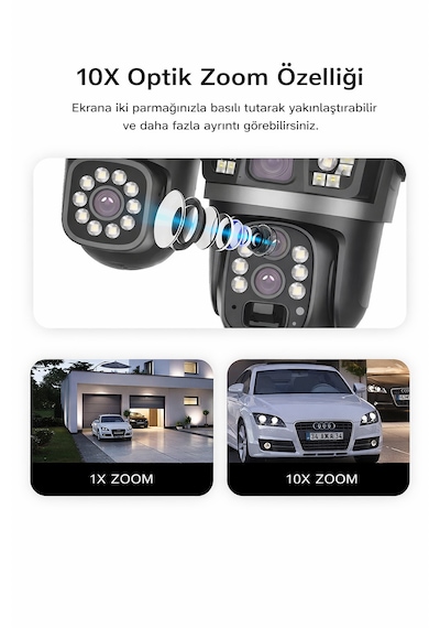 3 Motorize Kameralı 10x Optik Zoom Güneş Enerjili 4g Sım Kartlı Güvenlik Kamerası