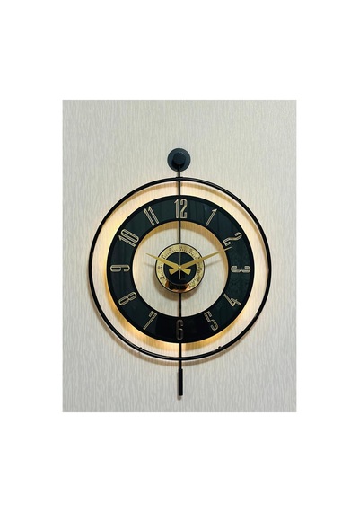 Pey Aksesuar Metal Camlı Duvar Saati 50 X 70 Cm Orta Boy Işıklı Gerçek Cam M51-siyah-şeffaf-siyah-gold M51-siyah-şeffaf-siyah-gold