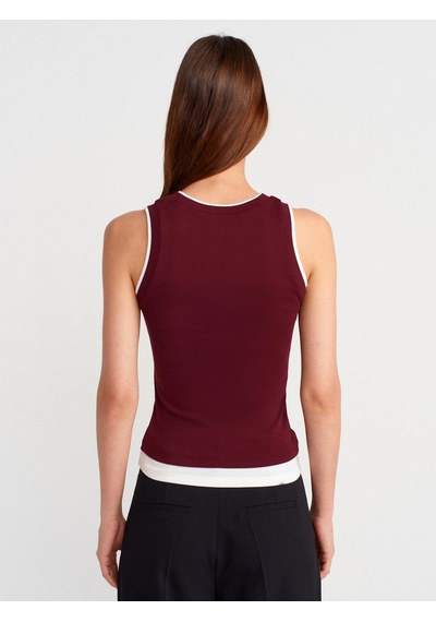 Dilvin 21086 Çift Görünümlü Kolsuz Top-bordo Bordo