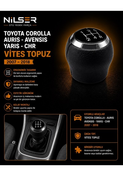 Vites Topuz Siyah 6 İleri Corolla Auris - Yaris -avensis 2007-18