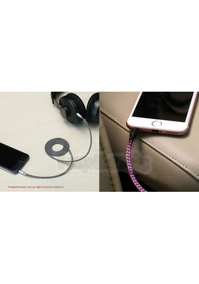 Diwu Aux Stereo 3.5Mm Data Ses Örgü Kablo Pembe (195096676)