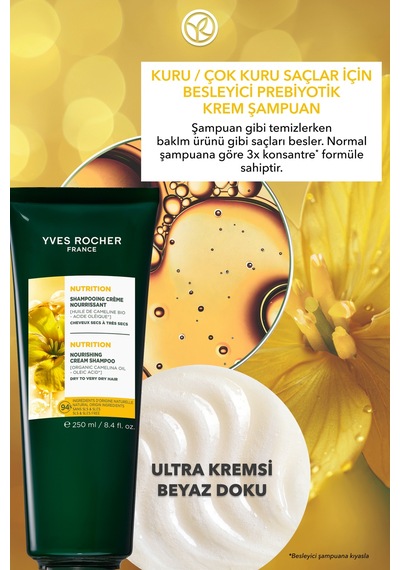 Yves Rocher Besleyici Prebiyotik Krem Şampuan-kuru Çok Kuru Saçlar/nutrition-sls&sles İçermez,vegan-250ml