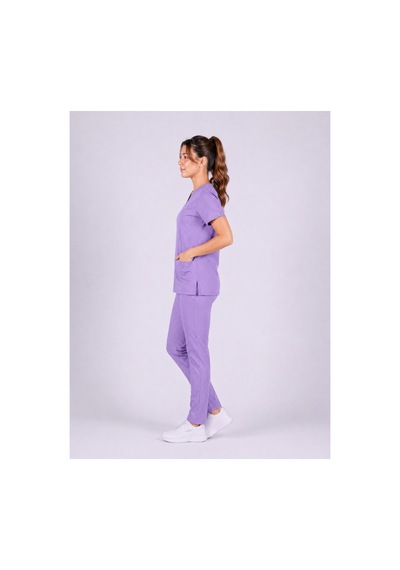 Üniforma Lila Hemşire Ve Doktor Forması Scrubs Takımı Likralı Alt Üst Üniforma Unisex Yarasa Kol