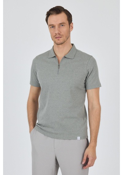 Koyu Yeşil Kısa Kol Düz Suprem Polo Yaka Cepsiz Pamuklu Casual Slim Fit Tişört 1011250164 700 Koyu Yeşil