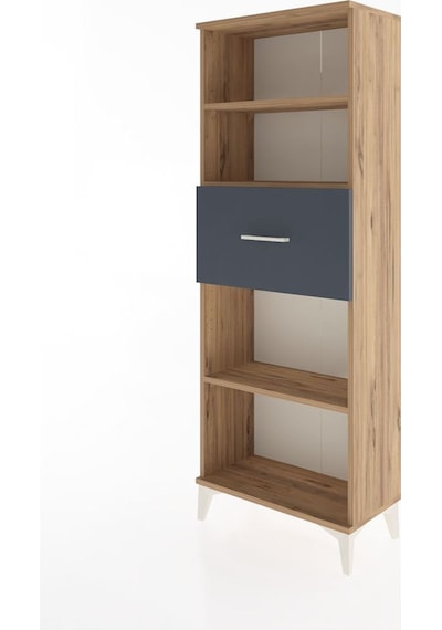 Arges Dolap 3 Raflı Tek Çekmeceli 60x30x163 Çam-antrasit Atlas Çam