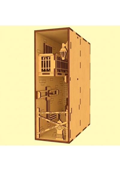 Algwooddesign Diorama Ahşap Maket, 40 Parça Dıy Minyatür Şehir Sokağı Dioraması, Peri Led Dahil, Mdf 3d Puzzle, Book Nook Ve Dekorasyon Seti, 13,95 X 6,12 X 18,09 Cm