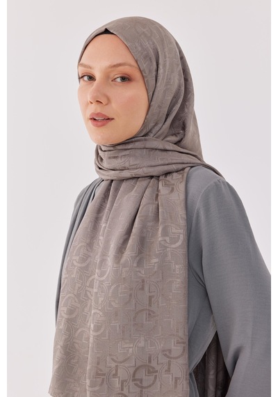 Mirsoy Scarf Daka Desen Parlak Jakar Şal - Gri Gri