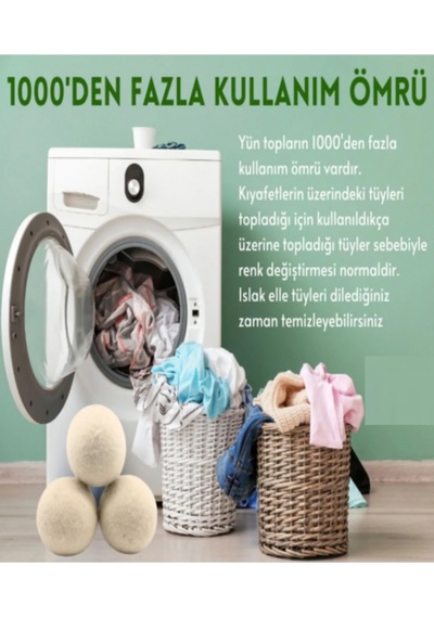 3 Adet Doğal Çamaşır Yün Kurutma Topu Yumuşatıcı İçin Kurutma Topları Büyük Boy Cn Diğer