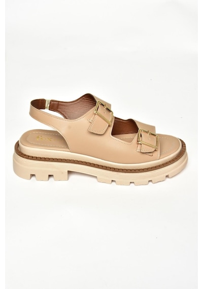 Fox Shoess437302209 Ten Kalın Tabanlı Kadın Sandalet Ten Rengi