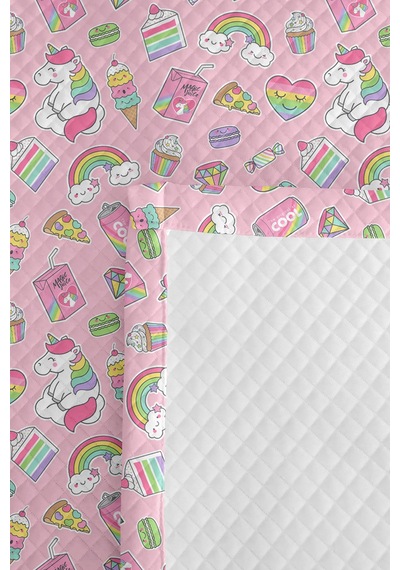 Evimde Bambaşka Pembe Unicorn Gökkuşağı Kız Çocuk Pike Takımı - Pastel Bebek Odası Yatak Örtüsü - 160x220 CM Evimde Bambaşka Pembe Unicorn Gökkuşağı Kız Çocuk Pike Takımı - Pastel Bebek Odası Yatak Örtüsü - 160x220 CM