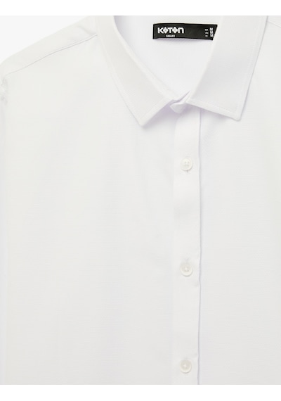 Koton Uzun Kollu Yarım İtalyan Yaka Slim Fit Klasik Gömlek Beyaz 6sam60103hw Beyaz