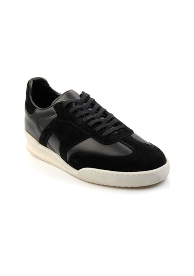 Siyah Hakiki Deri Erkek Sneaker E01442500102 Siyah