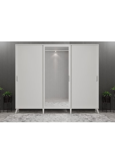 Beyzade Sürgülü Portmanto Vestiyer Beyaz  240 Cm
