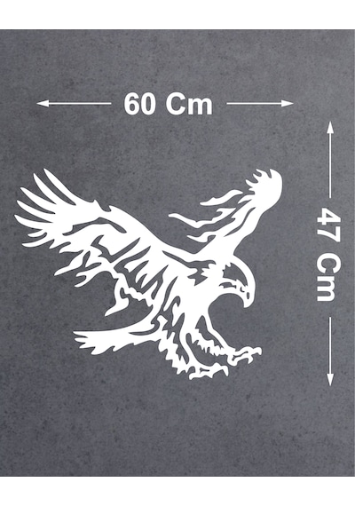Sticker Dizayn Kartal Sticker - Eagle Beşiktaş Kanatlı Uçan Kartal Sticker - Araba Oto Motosiklet Karavan Cam Sticker - 00326 60x47 Cm