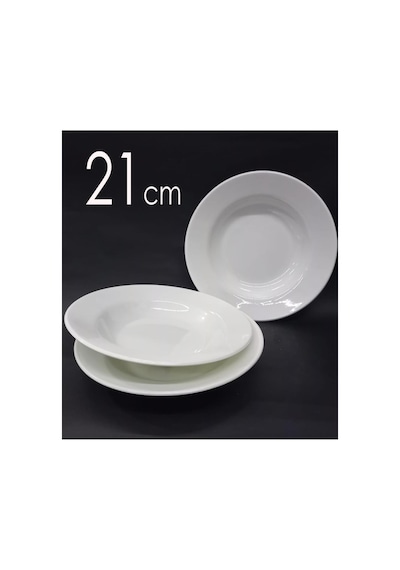 12 Adet Sağlam Beyaz Melamin Çukur Yemek Tabağı 21cm Ev Lokanta Tipi Porsiyon Sulu Yemek Haşlama Kab Beyaz