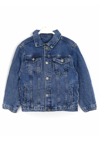 Dobakids Cep Detaylı Gömlek Yaka Erkek Çocuk Denim Mont Lacivert 1993 Lacivert