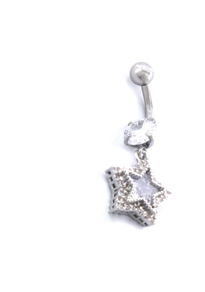 Ferizz 316l Çelik Yıldız Model Zirkon Taşlı Piercing Prc-224 Beyaz