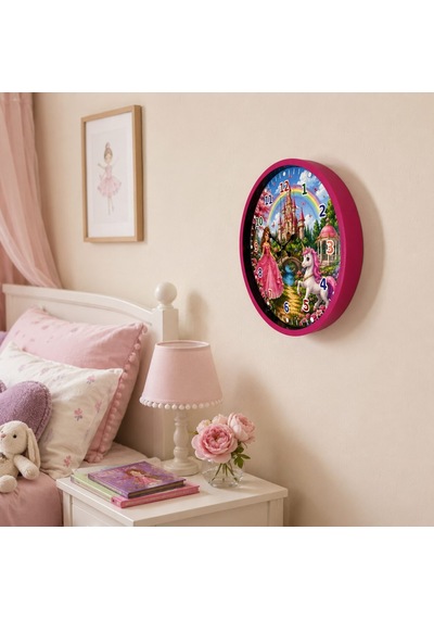 Pembe Masal Dünyası 36 X 36 Cm Çocuk Duvar Saati