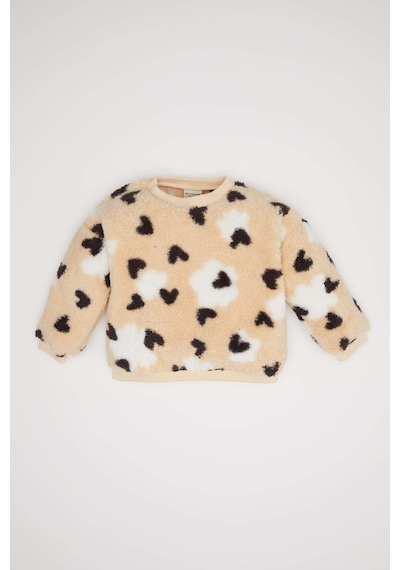DeFacto Kız Bebek Bisiklet Yaka Kalp Desenli İçi Yumuşak Tüylü Welsoft Pelüş Sweatshirt D6196A5NSBG744 Bej DeFacto Kız Bebek Bisiklet Yaka Kalp Desenli İçi Yumuşak Tüylü Welsoft Pelüş Sweatshirt D6196A5NSBG744 Bej