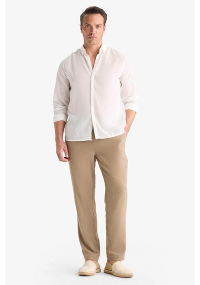 Defacto Relax Fit Kısa Paça Keten Görünümlü Pantolon E4790ax25aubn295 Kahve