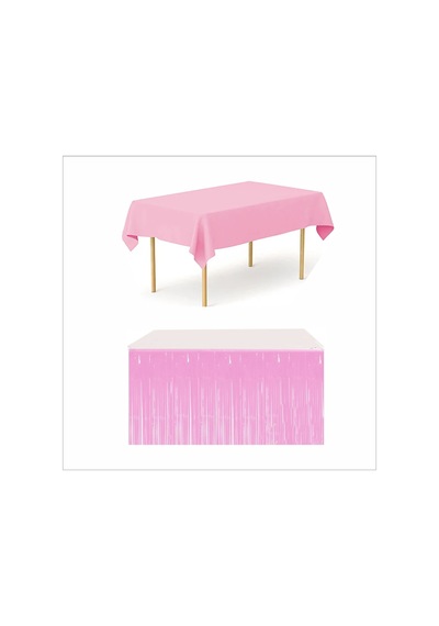 Pembe Masa Örtüsü Ve Pembe Masa Eteği