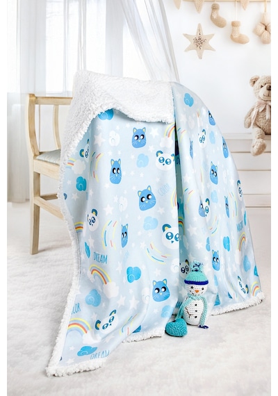 Fluffy Bebek Battaniyesi 80x100 CmDream Kundak Puset Çift Taraflı Koyun Tüyü Battaniye