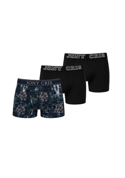 Jony Cris Baskılı Desenli Erkek Boxer 3 Lü Erkek Baksır İç Giyim Renkli