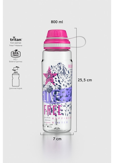 Renga Ege Free Desen 800 Ml Tritan Matara 912069 Fuşya Fuşya