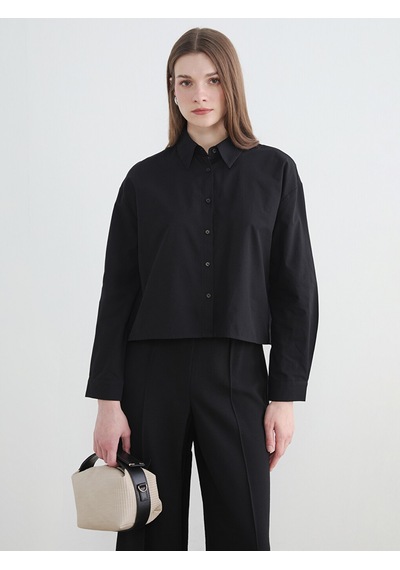 Lcw Modest Siyah Loose Fit Kadın Gömlek