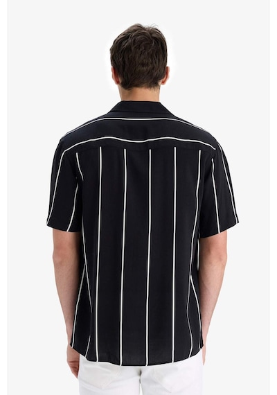 DeFacto Regular Fit Apaş Yaka Çizgili Yazlık Kısa Kollu Gömlek E2559AX25SMBK81