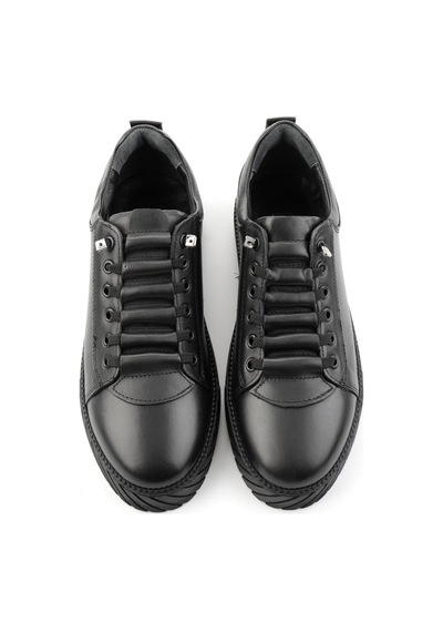 Bambi Siyah Antik Hakiki Deri Erkek Sneaker E01610196541
