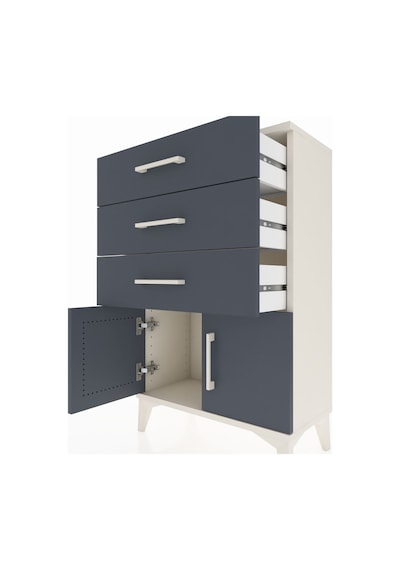 Arges Komodin 3 Çekmeceli 2 Kapaklı 60x30x96 Aytaşı-antrasit Aytaşı