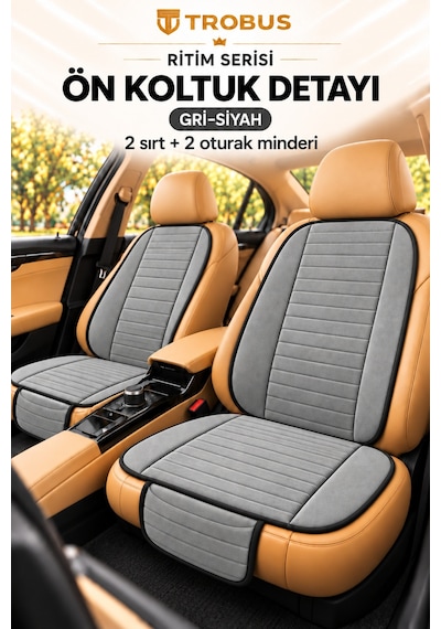 Trobus Ritim Nissan Qashqai 2007-2013 Baby Face 5'li Koltuk Minderi Gri Siyah